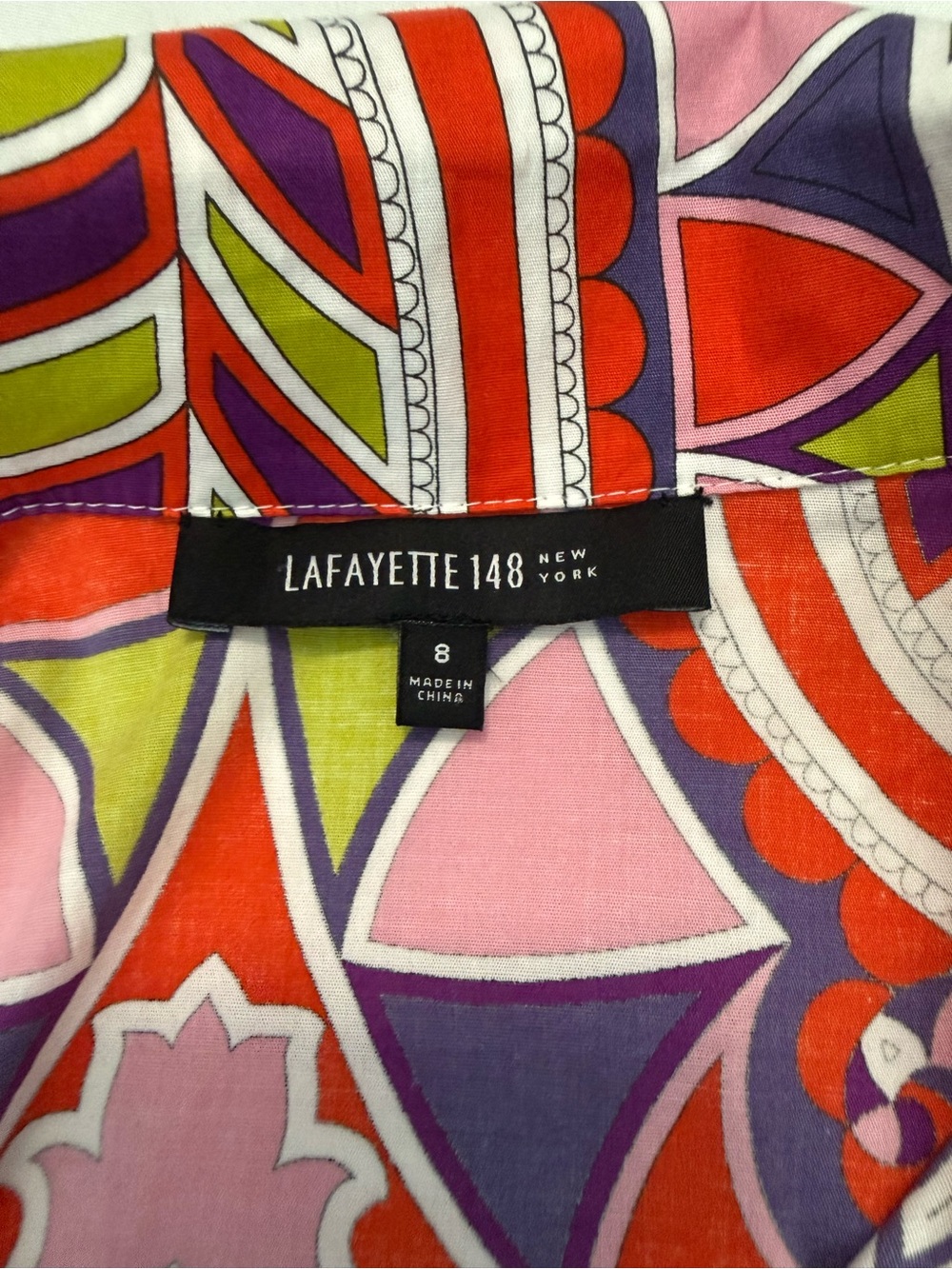 LAFAYETTE 148 New York Bright Paisley Button Shirt Pink, Red, Purple Blouse Top - Picture 13 of 16